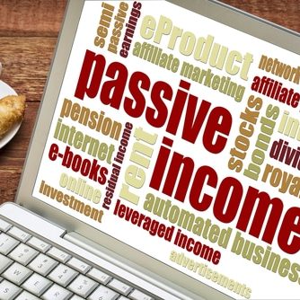 Passive,Income,Word,Cloud,On,A,Laptop,With,A,Cup
